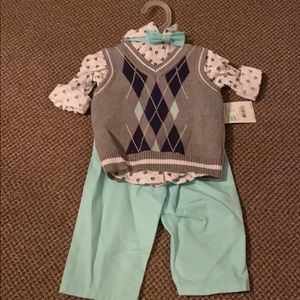 Baby boy 3 piece sweater vest set